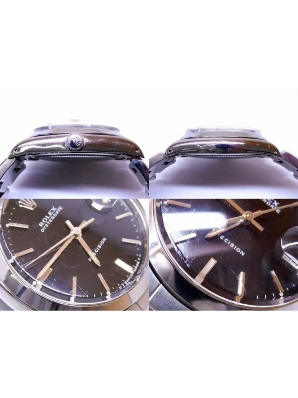 Rolex Oyster Date Precision Manual Wind Watch Stainless Steel Black Dial Vintage